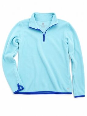Xersion Light Blue Fleece Pullover with Dark Blue Trim